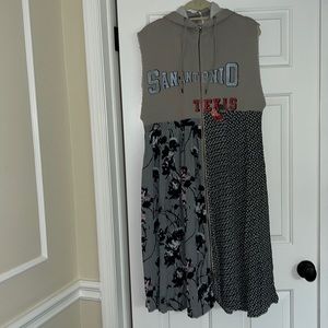 Free People Mixed Media Hooded Zip Front Sweatshirt Dress Size Small